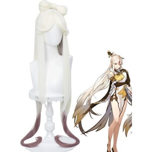Ningguang Cosplay Wigs Game Genshin Impact 120cm Long Gradual Beige Heat Resistant Synthetic Hair Ning Guang Wigs