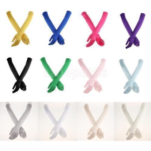 1 Pair Fashion Woman Satin Arm Elbow Long Gloves Wedding Bridal Evening Party Prom Opera Costume