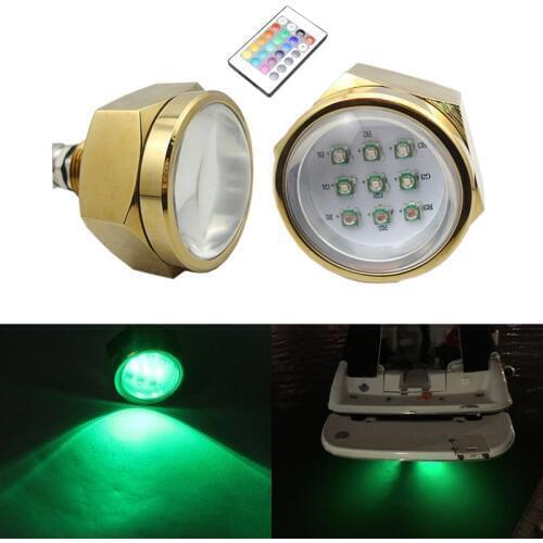 27W RGB Led Underwater Lights Yacht Boat Drain Plug Light, 2PCS Multi-color color changing led boat plug lights with controller