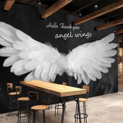Custom Mural Wallpaper Home Decor 3D Romantic Hand Painted Angel Wings Retro Nostalgic Hotel Restaurant Bar Decoration Wallpaper