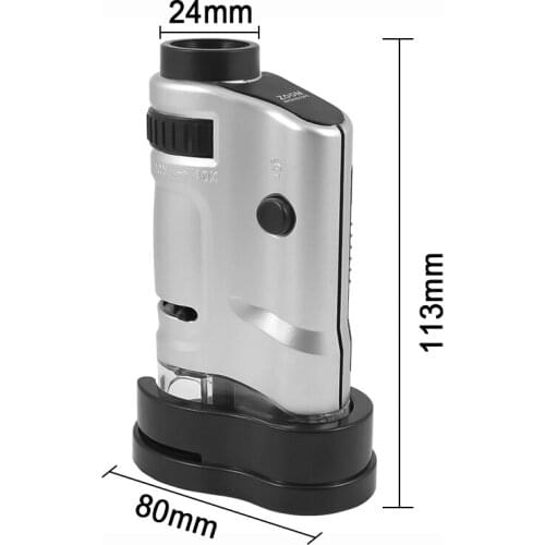 Handheld Portable Microscope with LED Light 20X-40X Zoom Magnification Pocket Microscope Magnifier Loupe Glass Mini Microscope