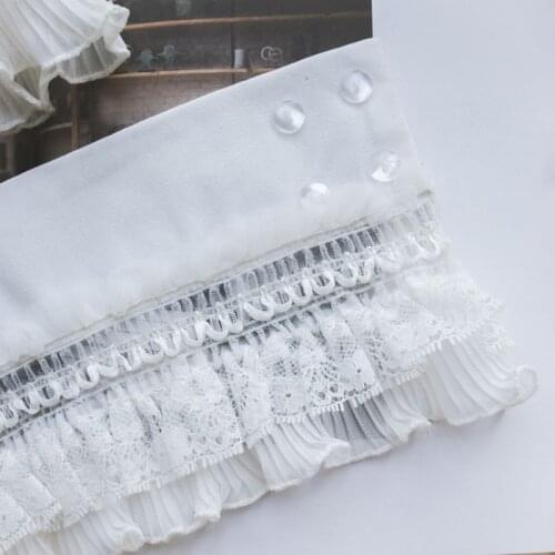 Q1QA European Style Women Tiered Ruffles Lace Horn Cuffs Wrinkled Layered Princess Vintage White Decorative Fake Sleeves Wrist