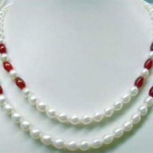 Romantic fashion 2 rows 7-8mm natural white pearl round beads rube diy newly necklace making 17-18 inch BV360