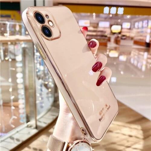 Luxury plating Bronzing Glossy Soft silicon phone case for apple iphone 12 Pro Max 7 8 Plus 11 X XS XR 6 Camera protection cover