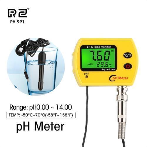 RZ PH Meter Tester Durable Acidimeter Tool Temp Water Quality Monitor For Aquarium Swim Pool Water PH-991With Backlight