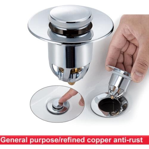 Universal Sink Drain Filter Stainless Steel Bounce Core Push-type Sink Filter Converter Bathroom Washbasin Drainer Pipe Fittings