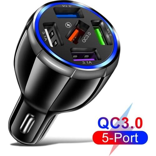 5 USB Ports QC3.0 15A Fast Charging Car Cigarette Charger Adapter 5 Port Usb Car Phone Charger Quick Charge 3.0 Socket