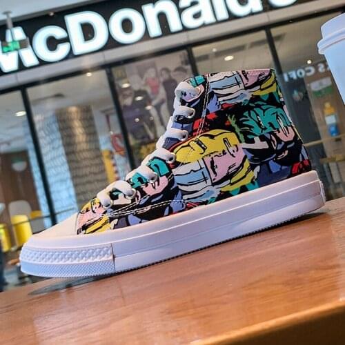 2020 New Graffiti Street Dance Hip Hop shoes Spring High Top Couple Platform Sneakers Women Hand Painted Ladies Canvas Shoes