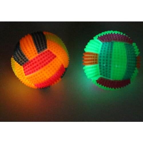 Dog Chew Toy Flashing Football Shape LED Light Sound Bouncy Ball Funny Pet Toy