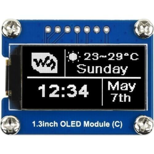 Raspberry Pi 1.3inch OLED Display Module with Black/White Display Color 64×128 Resolution SPI/I2C Interface