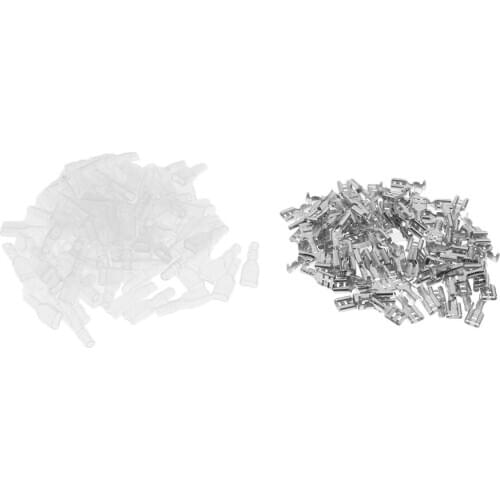 100 Sets 4.8mm Crimp Terminal Female Spade Connectors for Motorcycle Car ATV