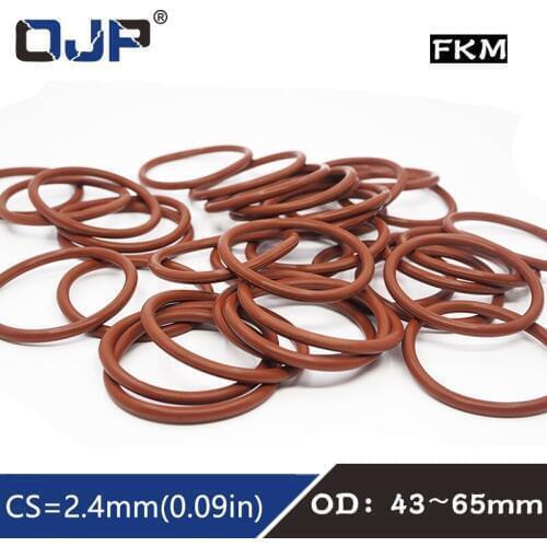 2PCS/lot Fluorine rubber Ring Brown FKM O ring Seal CS:2.4mm OD43/44/45/47/48/49/50/55/60/65mm Rubber ORing Seal Oil Ring Gasket