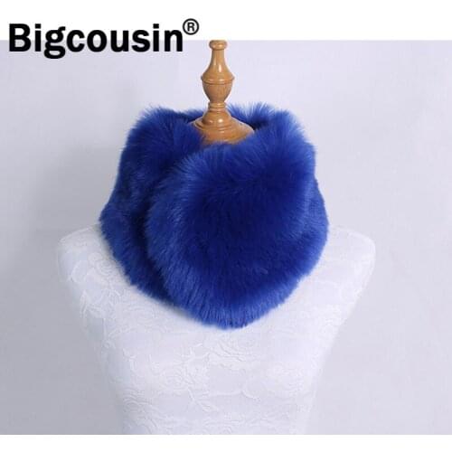 2021 Spring Winter Fur Collar Neck Scarf 2 in 1 Faux Fox Fur Muffler Fashion Shawl Wraps Thickened Neckerchief Scarves 62*17cm