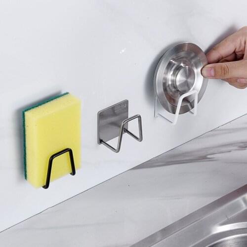 304 Stainless Steel Kitchen Sink Rack Strong Suction Sponge Holder Kitchen Accessories Organizer Ponge Drain Rack