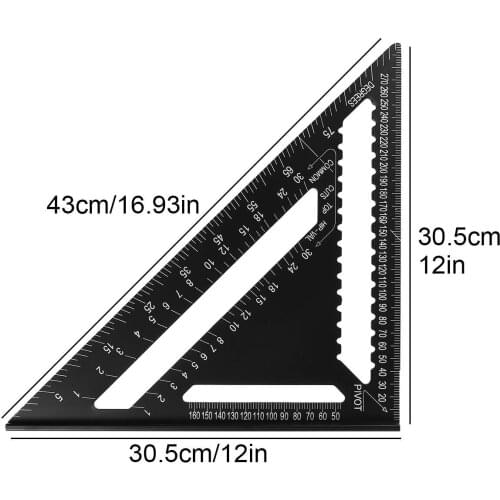 7/12 inch Aluminum Alloy Angle Ruler Metric Triangular Measuring Ruler Woodwork Speed Square Triangle Angle Protractor