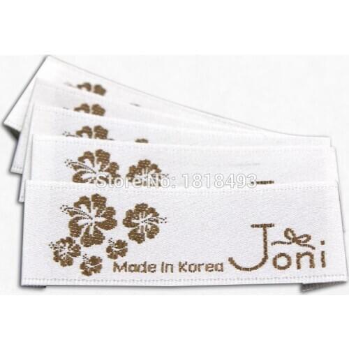 Free shipping garment dress satin woven labels/embroidered tags/collar labels/main labels with cut and fold/brand 1000 pcs a lot