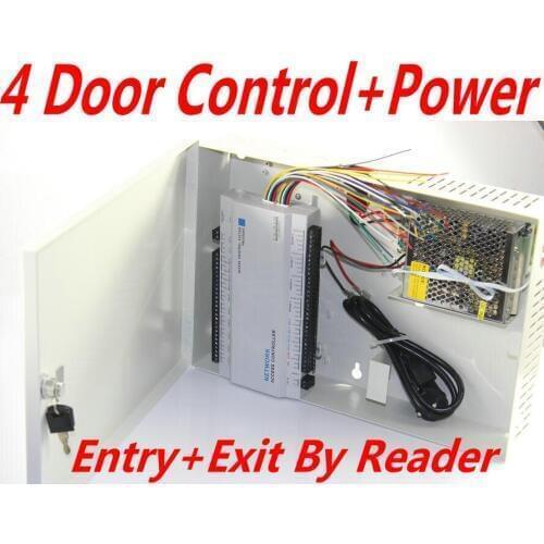 4 Door PSU Power supply+All-in-one Metal case power box Four Door entry+exit all by card access reader+Software+Web IP Controls