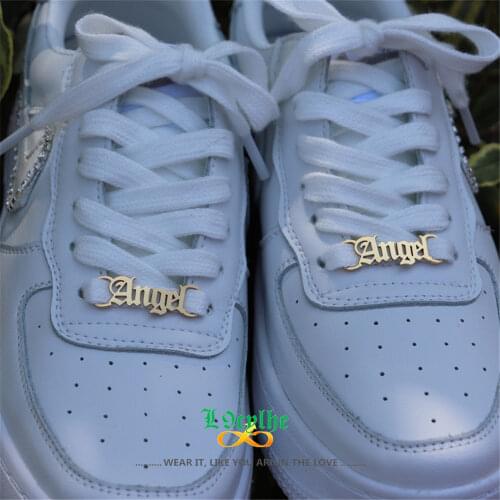 Gothic Jewelry Angel Shoe-buckle Old English Letter Buckie Bad Girl Shoe Tag For Baby Girl Stainless Steel Shoe Decorations