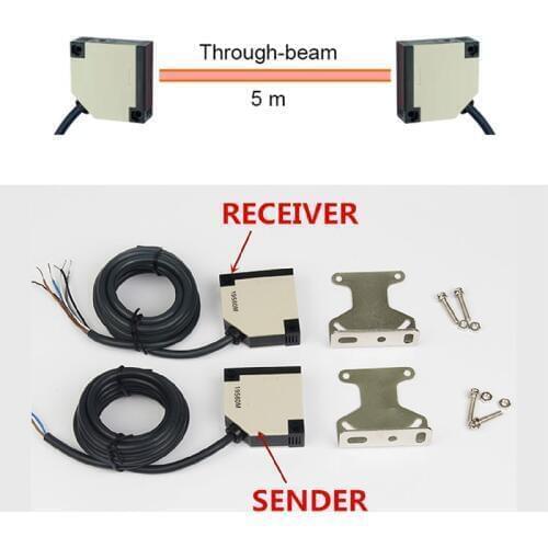 5m AC90-250V Gate Photoelectric switch Retroreflective infrared Beam Sensor Obstacle detector Perimeter security Relay photocell
