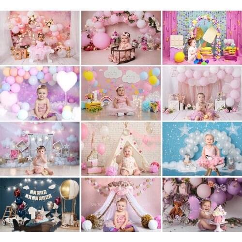 Mehofond Photography Background Pink Gold Balloon Girl Boy Birthday Party Baby Child Cake Smash Portrait Backdrop Photo Studio