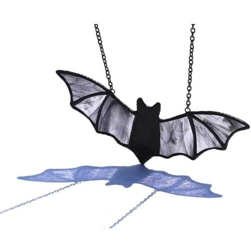 Halloween Bat Hanging Decorations Black Acrylic with Lanyard Door and Window Pendant Stained Glass Hanging
