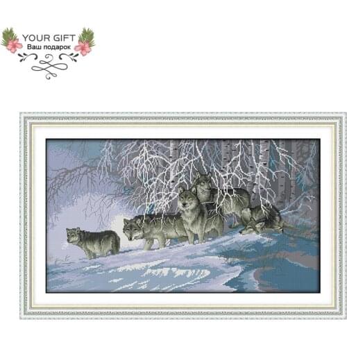 Joy Sunday DA100 14CT 11CT Counted and Stamped Home Decor Wolves Needlework Needlepoint Embroidery DIY Cross Stitch kits