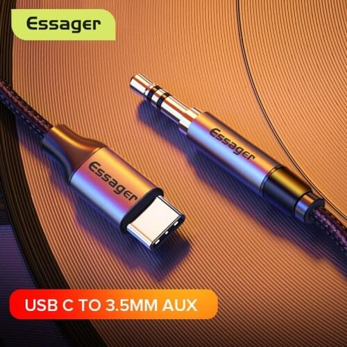Essager USB Type C to 3.5mm Jack AUX Audio Cable Adapter For Samsung Xiaomi mi For Headphone Headset Speaker Aux Cable Wire Cor