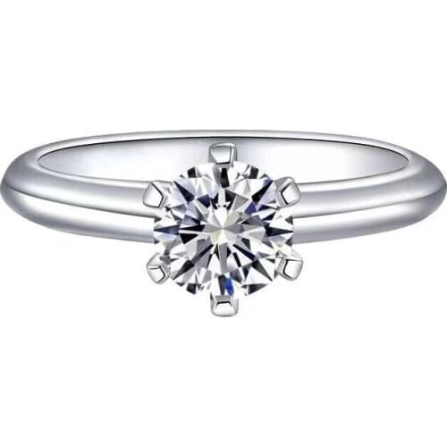 Moissanite ringClassic fashionSterling silver ringSix prong ringOne caratsizeSterling silver ring