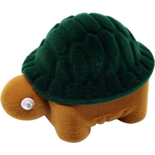 50%HOT Cute Cartoon Turtle Small Jewelry Protector Case Wedding Ring Storage Gift Box
