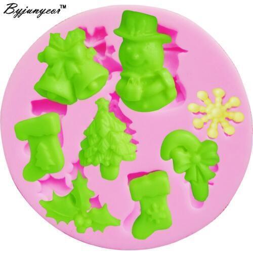 M070 Christmas Snowflake Snowman Sock Silicone Mold Cake Mold Silicone Gumpaste Clay Epoxy UV Resin Fondant DIY