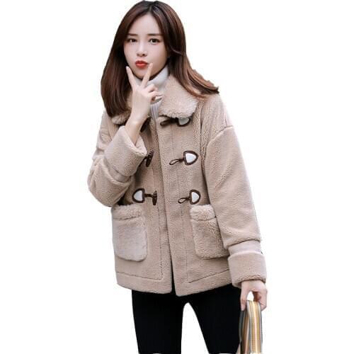Fur all-in-one womans 2020 new autumn winter jacket female short warm wool granular fleece imitation fur overcoat woman tops