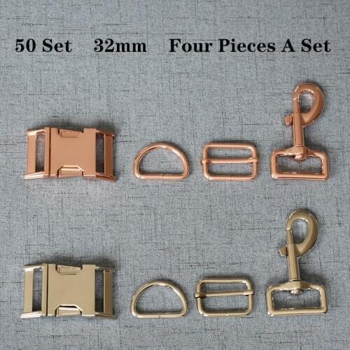 50 Set 32mm Metal D Ring+Snap Hook+Adjustable+Release Buckle DIY Dog Collar and Leash Accessories 4JT32mm7826