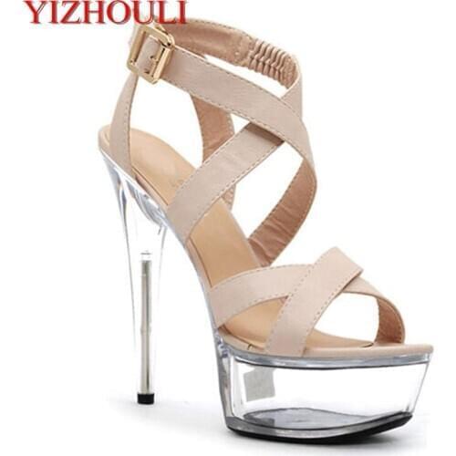 Fashion sexy quality package with 6 inch women sandals formal dress shoes 15cm high-heeled shoes platform Exotic Sandals