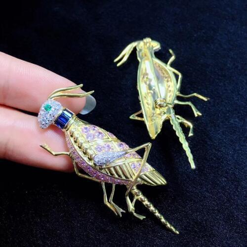 Men jewelry insect locust brooch pins grasshopper fine jewelry free shipping 925 sterling silver high quality