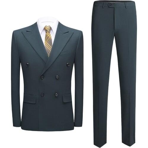 Men Suit Slim Business Formal Causal Double Breasted Suits Wedding Korean Style Office Work Daily Life Party Banquet Two Pieces