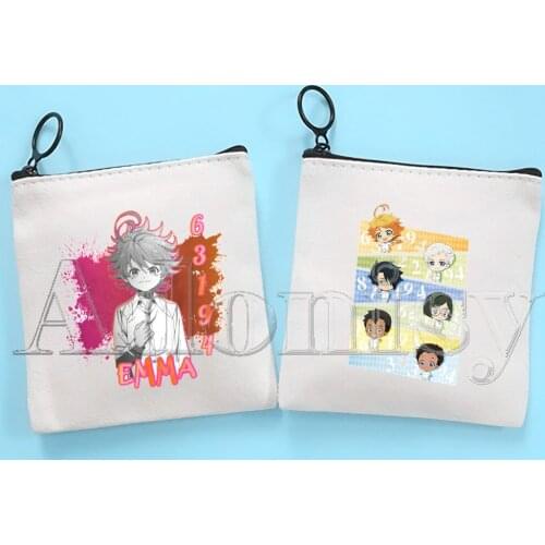 The Promised Neverland Canvas Coin Purse Coin Purse Collection Canvas Bag Small Wallet Zipper Key Bag Hand Gift