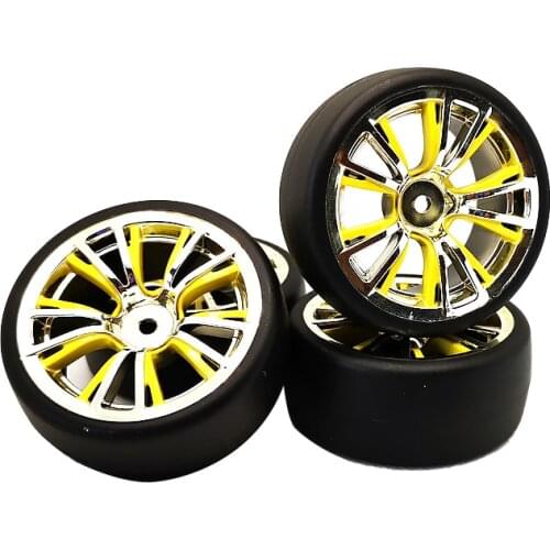 Rim 12mm 1/10 Rubber Tire Wheel Set Model 4pcs BRCY + PP0477 Fit 1:10 RC On Road Car