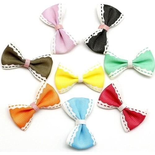 25Pcs/Pack Handmade Material Package Thread With Printed Edge Bowknot Fabric Hairpins Hairbands Hair Jewelry Accessories