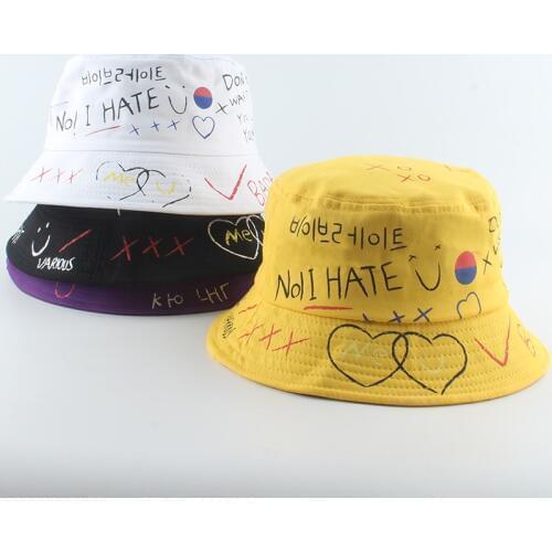 2020 Fashion Harajuku Print Bucket Hats Fishing Outdoor Hip Hop Caps For Men Summer Fisherman Hat Women