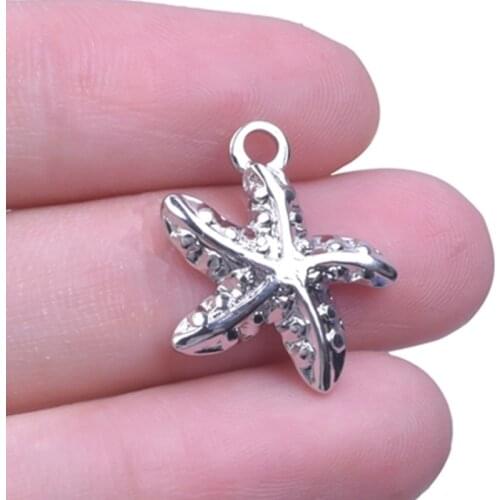 10 pcs/Lot Starfish Stainless Steel Charms For Jewelry Making In Bulk Pendant Wholesale Necklace Bracelet Keychain Accessories