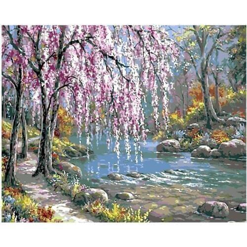 Roadside peach 40*50cm free shipping acrylic oil paintings on canvas cuadros decoracion 40*50cm painting by numbers unframe E151