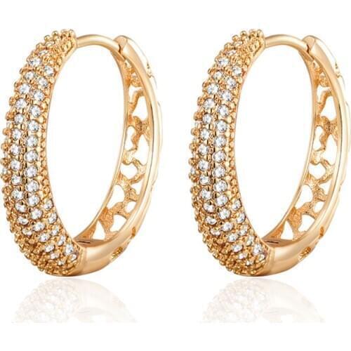 Luxury AAA Cubic Zirconia CZ Hoop Earrings Gold Silver Color Hollow Heart Big Round Circle Earrings for Women Party Jewelry Gift