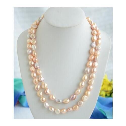 PINK LAVENDER BAROQUE freshwater cultured 9-11mm pearl necklace 50"