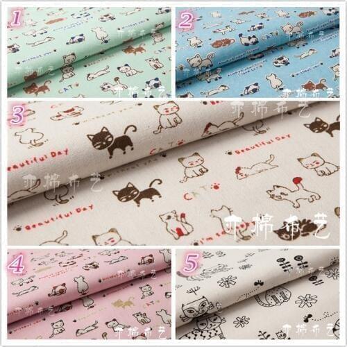 50x150cm Cotton Cute Cat Fabric Cloth DIY Handmade Sewing Patchwork Sofa Pillow Cover Curtain Tablecloth Kids Bedding Doll Bag