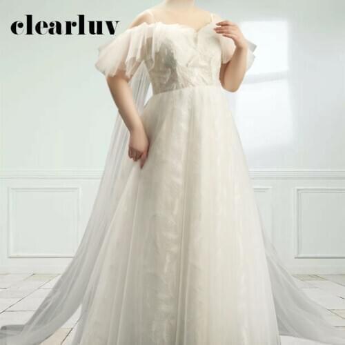 Ruched Formal Wedding Dresses DR1035 Spaghetti Strap Elegant Bridal Dress Boat Neck Vestidos De Novia Plus Size Wedding Gowns