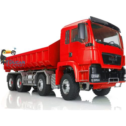 LESU 1/14 MAN TGS 8*8 Hydraulic Dumper Truck RC Roll On/Off Tipper Servo Painted Deep Orange Color THZH0477