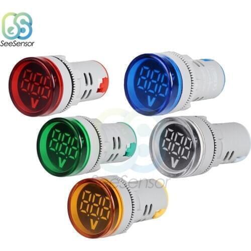Mini Digital Voltmeter 22mm Round Panel DC 6-100V Volt Voltage Tester Meter Monitor Power LED Indicator Pilot Lamp Light Display