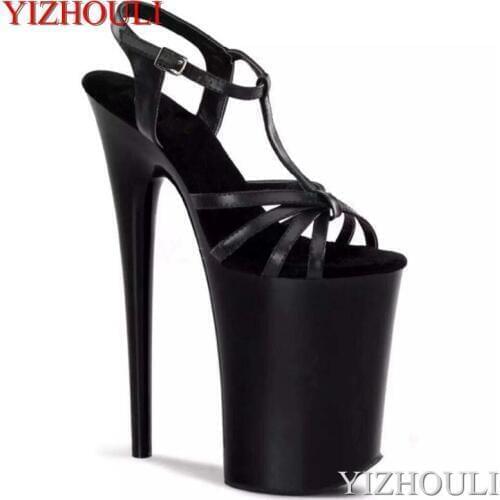 23 cm high heels, summer women matte black vamp, high heel sexy model pole dancing show 9 inch sandals
