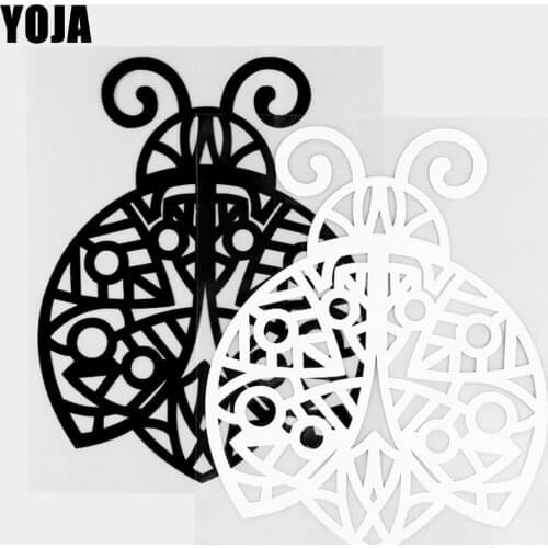 YOJA 14.1×17.7CM Gorgeous Ladybird Cartoon Animals Vinyl Decal Car Stickers Black/Silver 19C-0394