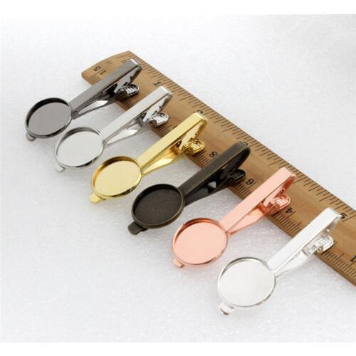 Copper Fit 16mm 18mm 20mm Round Cabochon High Quality Necktie Tie Bar Mens Clamp Tie Clip Blank Base Tray Men Accessories 5pcs